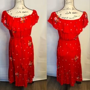 Red, Lost + Wander embroidered sun dress, size M